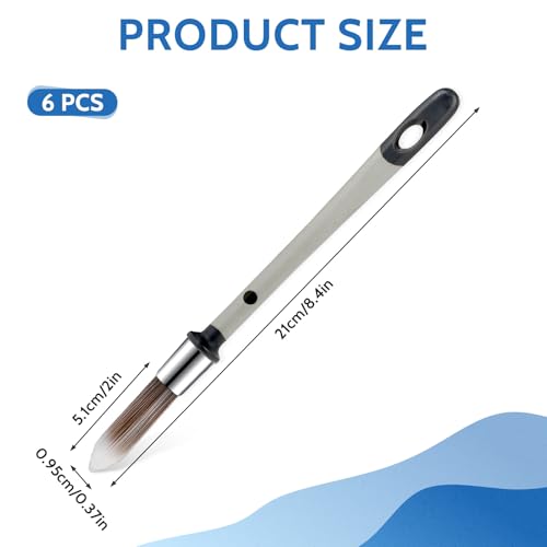 6 Pcs Paint Brushes for Painting Walls 0.37 Inch Small Paint Brush, Trim Paint Brushes Edge Painting Tool for Baseboards Furniture House Wall Corners Detail Paint Edger Brush and Touch Up Painting