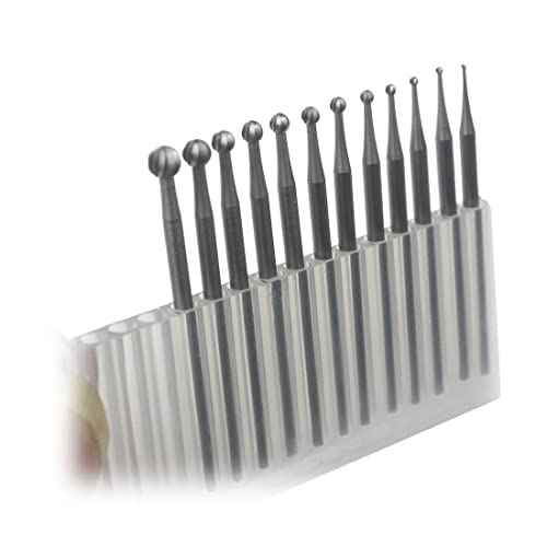 Luo ke 12 Pcs Round Shape Ball Burr Set - 3/32'' Shank Jewelry Making Burs Round Ball Shape Engraving Bits for Lapidary (008-040)
