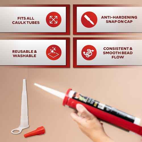 XFasten Caulking Tips 30-Pack - Reusable, Drip-Resistant Caulk Nozzle Tip Set with Sealing Caps, Cuttable Plastic Nozzles for Standard Caulking Tubes and Sausage Caulk Guns, Stops Drying, Easy to Use
