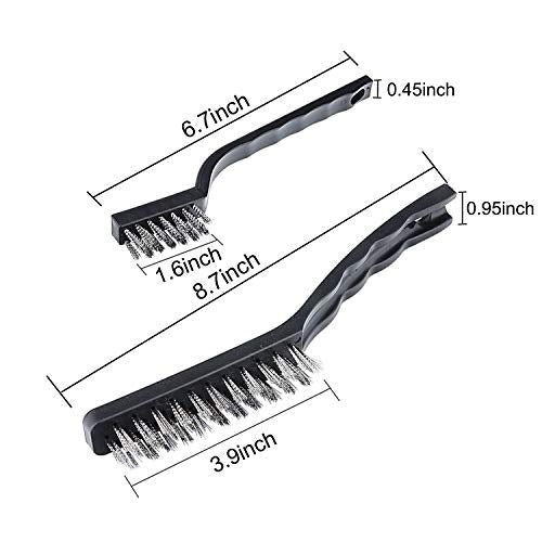 Wire Brush Set Scratch Brush Set for Cleaning Welding Slag Rust and Dust Curved Handle Stainless Steel and Brass Black 10-Pack