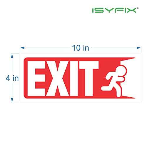 iSYFIX Exit Signs Stickers ? 3 Pack 10x4 Inch ? Premium Self-Adhesive Vinyl, Laminated for Ultimate UV, Weather, Scratch, Water and Fade Resistance, for Office, Buildings, Workplace, Indoor & Outdoor