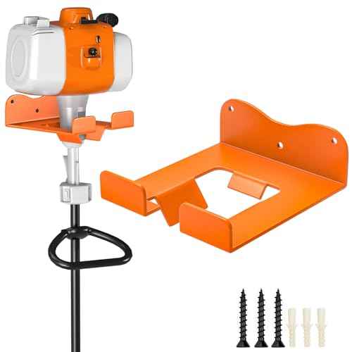 Garage Organizer Trimmer Rack Weedeater Hanger, Garden Power Tool Hanger Weed Whackers Holder Wall Mounted, Heavy Duty Metal Trimmer Hanger for Garage Tool Organizers Storage (Orange-1Pcs)