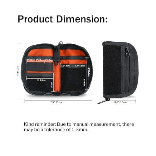 VIPERADE VE21 EDC Pouch Small Pocket Organizer with 9 Compartments, Pocket Tool Pouch with Patches Display Panel, Mini Organizer Bag for Men (Black)