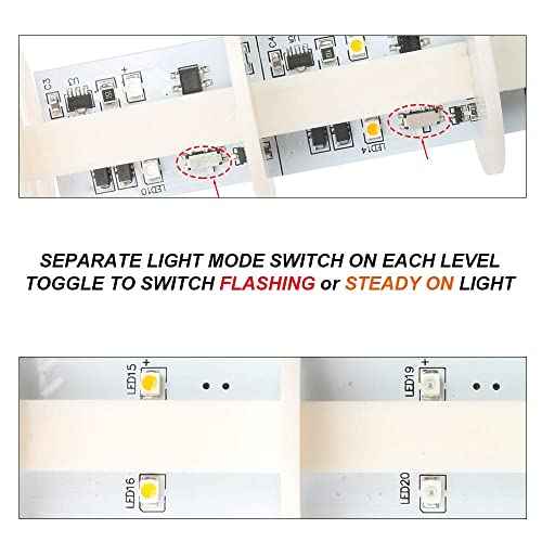 Led Signal Tower Stack Lights, Industrial Warning Column Lamp, Andon With Rotatable Base, Steady/Flashing Switchable, 12V 24V DC (3-Layer, With Buzzer)
