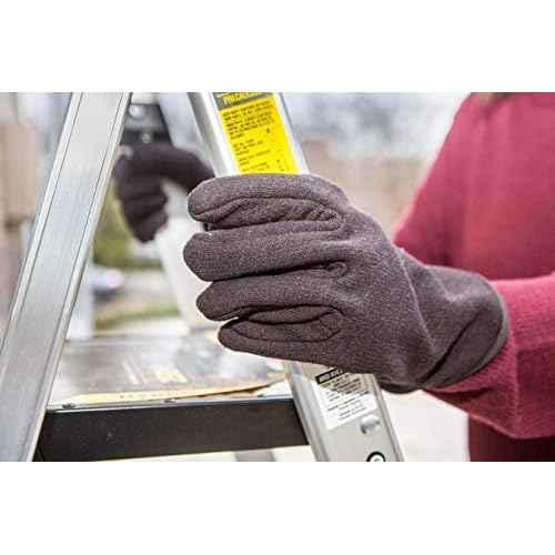 G & F Products Brown Jersey Winter Work Gloves with Red Fleece Lining