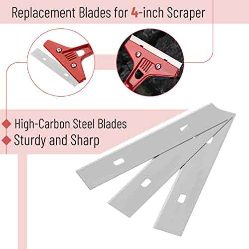 Bates- Replacement Scraper Blades, 4 Inch, 60 Pcs, Scraper Blades, Floor Scrapper Blade, Replacement Razor Blades, Carbon Steel Razor Blades, Paint Scraper Blades, 4 Inch Scraper Blades