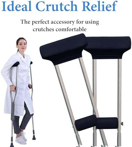 SPRING SEAON Crutches Padding Ice Silk Waffle Pattern Universal Crutch Pads for Armpits and Hand Grips Pads for Crutches Underarm Crutch Cushions Crutch Covers Pillows Crutch Accessories (Navy Blue)