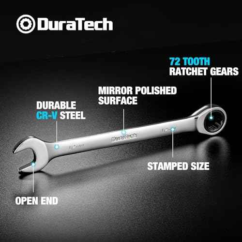 DURATECH 12mm Ratcheting Combination Wrench, SAE, 72-Tooth, 12-Point, CR-V Constructed with Mirror Polish