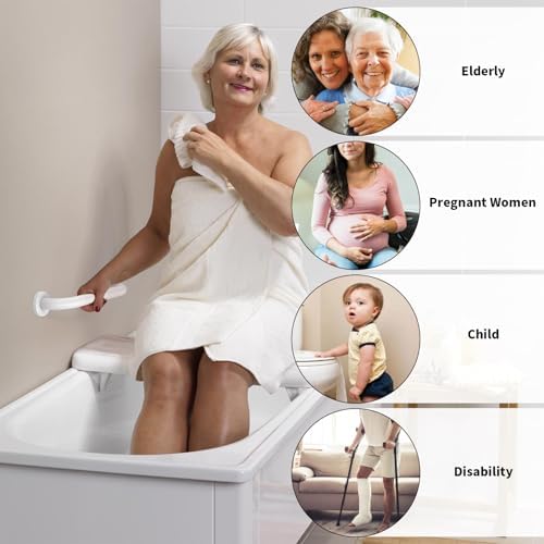 2 Pack 16 Inch Shower Grab Bar - 1.25" Diameter, ZUEXT White Stainless Steel Bathroom Grab Bar Handle, Bath Balance Bar,Safety Hand Rail Support,Handicap Injury Elderly Senior Assist Bath Handle