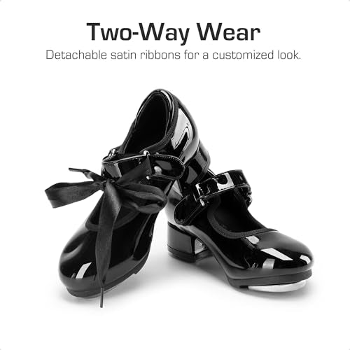 DREAM PAIRS Kids Tap Shoes for Girls Dance Shoes Boys Easy Strap Tap Mary Jane PU Leather for Toddler/Little Kid/Big Kid