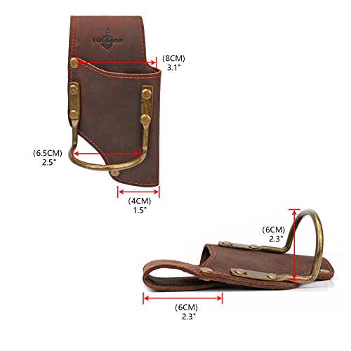 TOURBON Leather Tool Holder Plier Pouch Steel Loop Hammer Holster for 2-inch Wide Tool Belt