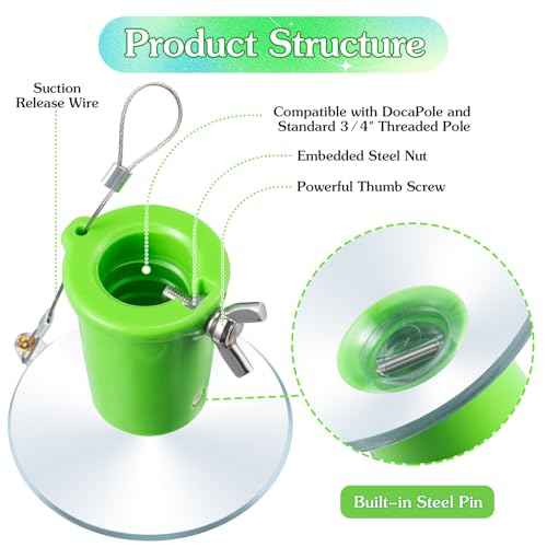 Tellingyou Light Bulb Changer for High Ceilings and Recessed Lights, Suction Cup Light Bulb Changer Compatible with DocaPole and Other Standard Threaded Extension Pole (Pole Not Included)