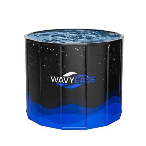 WAVYEASE Portable Bath Tub for Adults -(31.5"L x 26"H) Foldable Cold Plunge Tub for Recovery - Collapsible Soaking Bath Tub for Shower Stall Home SPA - Outdoor Ice Bathtub for Athletes (Black)