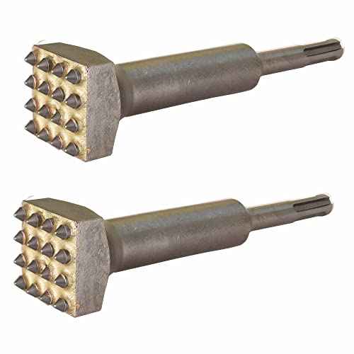 5 5/8 in. x 1 1/4 in. 16 Tips Concrete Repair Patch Prepare SDS Plus Chisel, 1 1/4 Inch Square Head SDS Plus Bush Hammer Drill Bit for Rotary Hammer (Pack of 2)