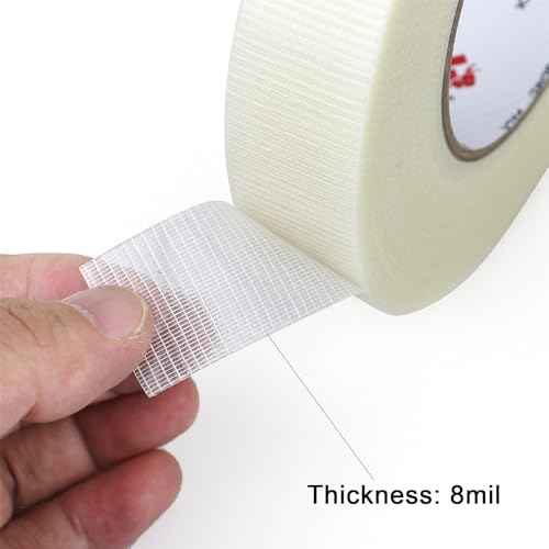 BOMEI PACK Clear Duct Tape 1 Inch,Heavy Duty Transparent Duct Tape,1 Inch x 60 Yards,Clear Strapping Tape,Reinforce Fiber Tape,Waterproof,Flexible and Tear by Hand for Home & Improvement
