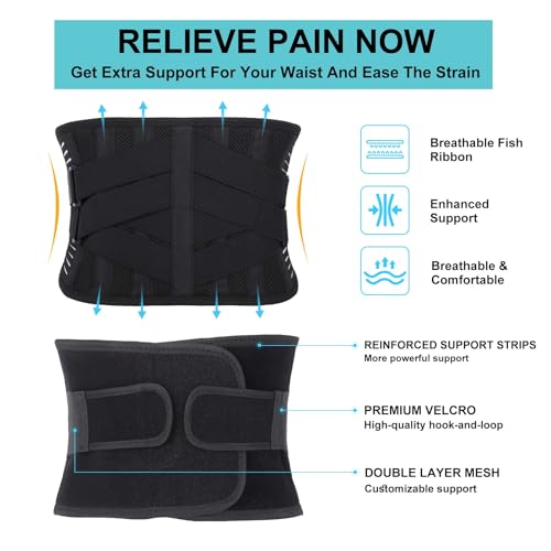 Back Brace for Lower Back Pain Relief, Anti-skid Lumbar Support Belt With Mesh for Women Men, Adjustable Lumbar Support Brace for Sciatica, Scoliosis, Body Shape Waist Trainer for Heavy Lifting, Gym, Workouts (S)