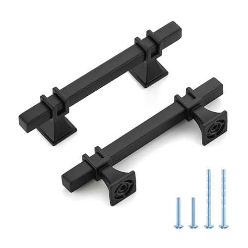 30 Pack 3 inch BlackCabinet Handles Square Zinc-Alloy Pulls for Kitchen Dresser Closet and Bathroom Cabinets Hardware