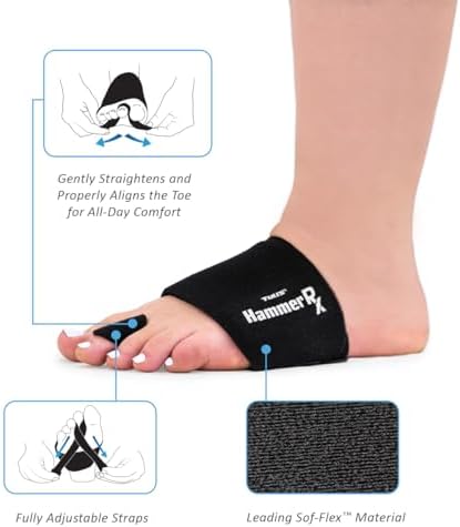 Tuli's HammerRx, Adjustable Hammer Toe Straightener and Corrector for Proper Toe Alignment and Pain Relief, One Size Fits All