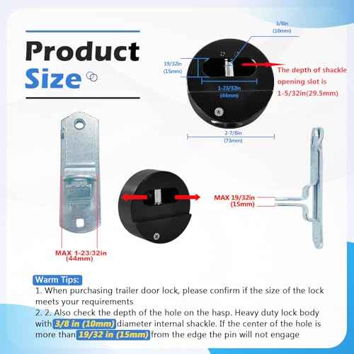 3 Pack Puck Locks for Trailers Keyed Alike 2-7/8¡± Hidden Shackle Padlocks Heavy Duty Solid Steel Trailer Door Lock W/6 Keys High Security Anti Theft Van Door Lock for Trucks Shed