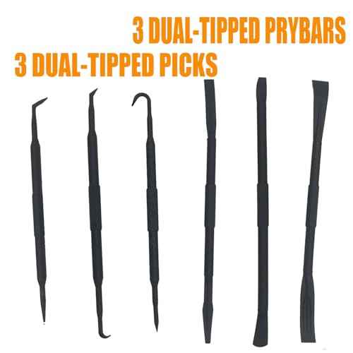 6-Piece Non-Marring Pick and Pry Bar Set for O-Rings, Seals, Gaskets, and Trim on Automotive and Electronics Equipment