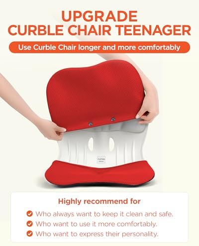 curble Wider Cover, for Wider Chair, Ergonomic Chair Back Support and Lumbar Support (Cover Red)