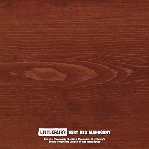 Littlefair's Wood Stain Water Based - 0.5oz/15ml - Indoor Furniture Stain Light & Dark Finishes - Special Non Toxic & Eco Friendly Formula - Wood Stain for Crafts - Color: Very Red Mahogany