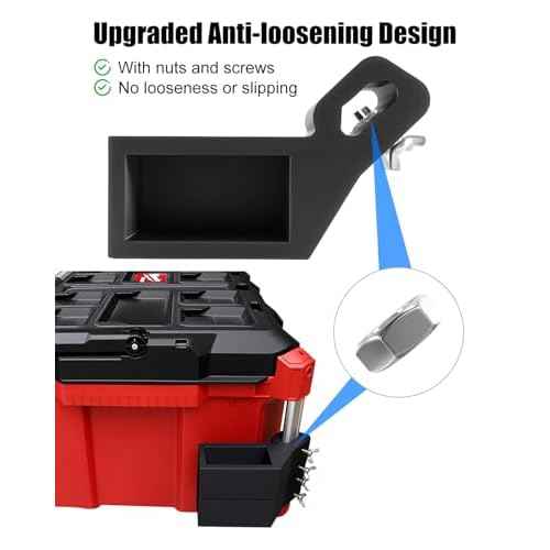 Extension Level Mount Holder Compatible with Milwaukee Packout Toolbox, Level or Vertical Ruler Stand Heavy Duty Level Mount Bracket Kit for Side and Top Mounting, 4 Packs Black