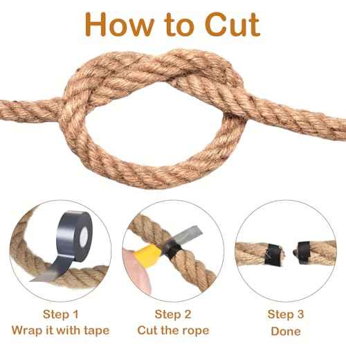 Thick Twisted Manila Ropes 1Inch¡¿100ft Natural Jute Rope Heavy Duty Hemp Rope for Swing Bed, Crafts, Railing, Tug of War, Landscaping, Gardening, Bundling, Hammock, Home Decorating