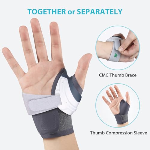 KD Thumb Brace: CMC Thumb Brace for Osteoarthritis CMC Joint Arthritis Pain, Thumb Splint Stabilizer with Thumb Sleeve, Flexible (Small, Right Hand)