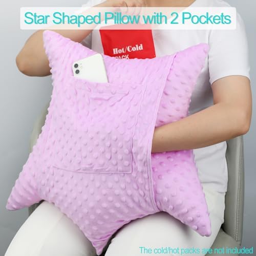 Star Shape Hysterectomy Recovery Pillowy for Hysterectomy Recovery Must Haves with 2 Pockets Products Gifts Tummy Tuck Abdominal Surgery Cushion, Minky Dot Lavender