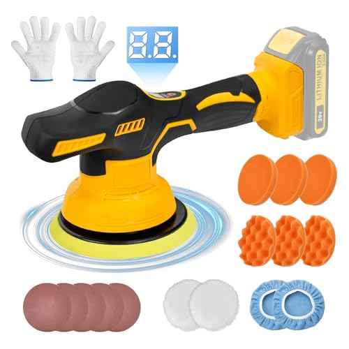 Car buffers and polishers kit Cordless for Dewalt 20V Battery,buffer polisher for car detailing with 8 Variable Speed Up to 5000RPM,6 Inch car buffers and polishers for Polishing/Waxing(No battery)