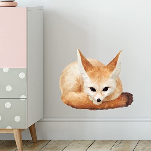 Fennec Fox Wall Decal Nursery Animal Desert Fox Wall Sticker Removable Peel and Stick Waterproof Wall Art Decor Stickers for Kids Baby Classroom Living Room Playing Room Bedroom