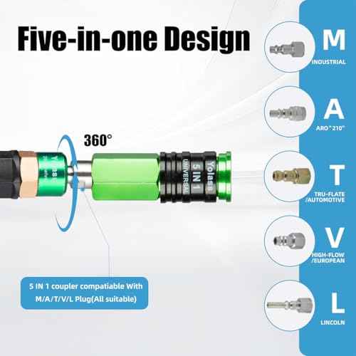 Yolass Air Compressor Hose 1/4¡±x100 ft Yellow Transparent Flexible Reinforced Polyurethane (pu) Air Hose with 1/4"360 Swivel Coupler and Air Hook,Bend Limiter