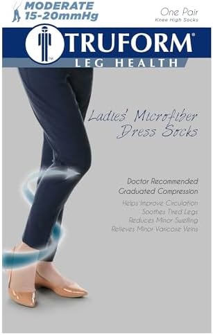 Truform Women's 15-20 mmHg Medical Compression Socks, Moderate Support Soft Stretch Comfort Microfiber, Knee High, Closed Toe, Black, Small