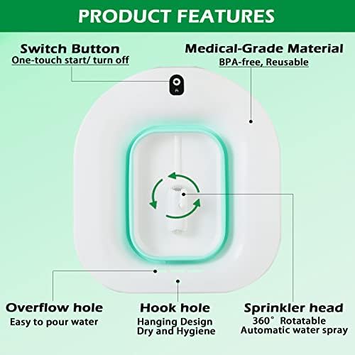 Sitz Bath, Electric Sitz Bath for Hemorrhoids, Sitz Bath for Toilet Seat, Postpartum Care Bowl, Sits Bath Soak Tub for Women Men, Sitz Baths Salts Pan, Butt Bath Basin, Portable, Green