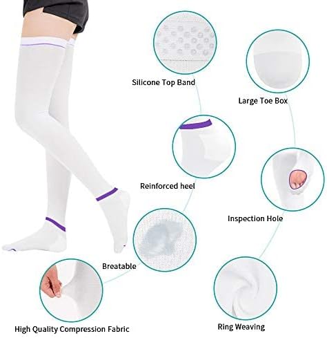 T.E.D. Anti Embolism Compression Stockings Thigh High Knee High for Women Men, 15-20 Mmhg Compression TED Hose.