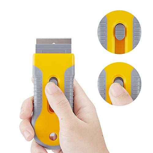 WEGAZ-2 Pack Razor Blade Scraper with 100 Extra carbon steel Blades, Scraper Tool for Cleaning Window, Paint, Cooktop, Oven, Glass Stove Top Scraper