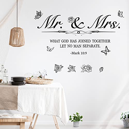 Mr. and Mrs. Wall Decals Peel and Stick Wedding Sayings Art Lettering Stickers Romantic Wedding Anniversary Decor Living Room Bedroom Home Decorations