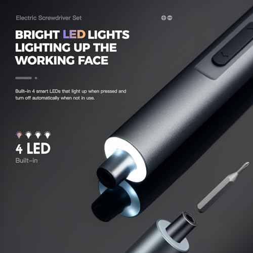 Mini Electric Screwdriver Cordless Set - 60-in-1 rechargeable Precision Screwdriver Set with 4 LED Lights, 3-Level Torque, Aluminum Magnetic Storage Box for Laptop/PC/Phone/Watch/Camera