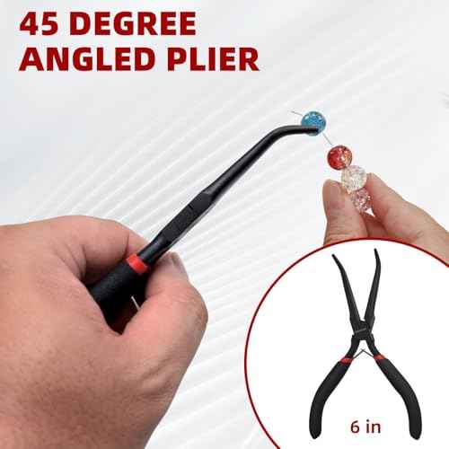 WISEUP 6" Mini Needle Nose Pliers Set£¬2-Piece Small Long Reach Bent Needle Nose Pliers for Jewelry DIY Craft£¬Repair & Wire Wrapping