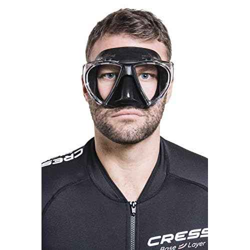 Cressi Adult Dive Mask with Inclined Lens, Lateral Visibility, and Silicone Skirt for Scuba Diving - Penta+: Made in Italy