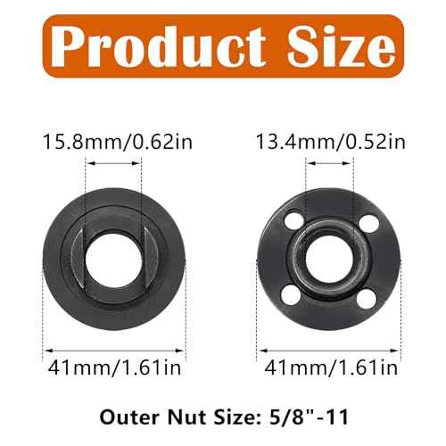 4PCS (2 Sets) 5/8-11 Grinder Nuts Grinder Flange Replacement Parts Compatible with Milwaukee Makita Dewalt Metabo Grinder Parts