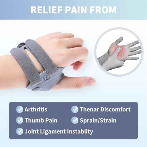 Thumb Brace for Women and Men CMC Thumb Brace, Left Thumb Support for Muscle Strain/Trauma/Tendonitis/Joint Pain/Arthritis,Adjustable Thumb Splint with Thumb Sleeve - Gray, Medium, Left