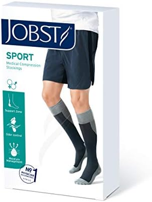 JOBST 7528911 Sport Knee High 15-20 mmHg Compression Socks, Black/Grey, Medium