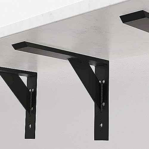 Countertop Support Bracket 16 Inch Heavy Duty Shelf Bracket 2 Pack 3/8" Thick Black16 x10 x2.5 for Granite Quartz Wood Laminate Countertops