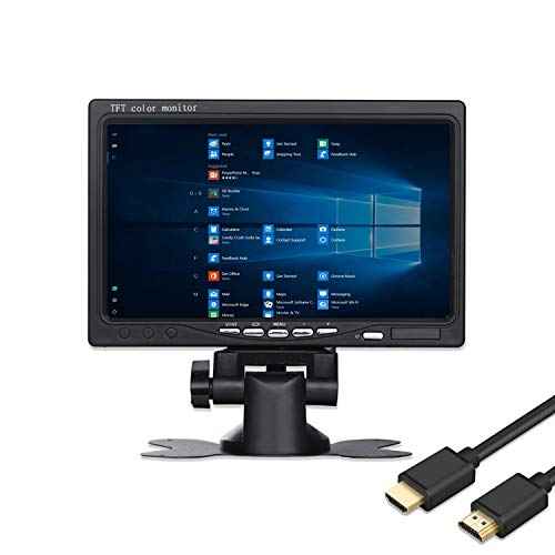 7 Inch Monitor HDMI - 1024x600 HD TFT LCD Screen Display AV VGA Input Built in Speaker for Raspberry Pi 3 Model B+ 3B CCTV Computer PC DVR Car