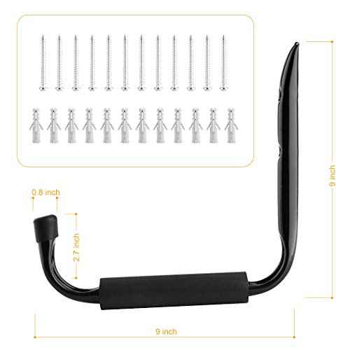 CARTMAN Heavy Duty 9" Storage Hooks Hangers with EVA Protector, Indoor Outdoor Wall Mount Garage Hangers & Organizer for Ladders, Tools, Bikes, 6PK