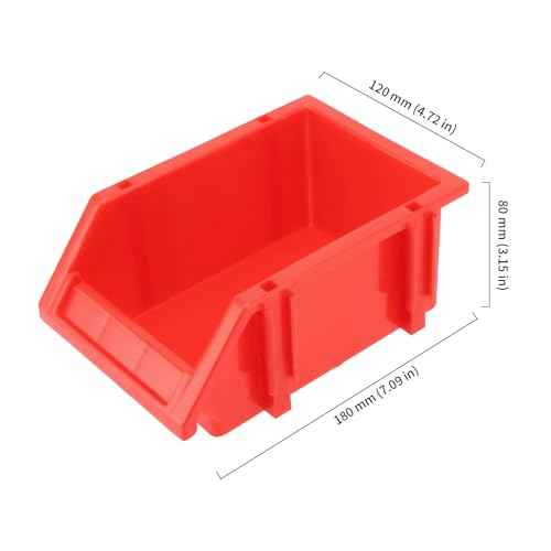 HOIGON 12 Pack Garage Storage Tool Bin, 7.09 x 4.72 x 3.15 Inch Plastic Hanging Stacking Stackable Organizer Storage Rack for Hardware Tools Organization, Workshop, Small Parts, Green Blue Red