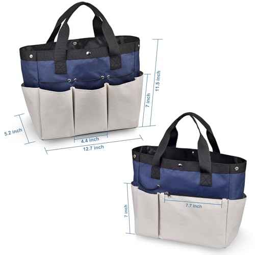 Garden Tool Bag Organizer, Heavy Duty Gardening Tote Bag with 7 Pockets and Zippers Pockets, Garden Home Tool Kits Organizer, (Tools are not included), Gray