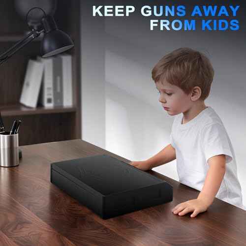 Biometric Gun Safe for Pistols Fingerprint Handgun Safe for Nightstand, Quick Access Pistol Lock Box with PIN Keypad & Keys, Portable Firearm Storage for Home Car Office